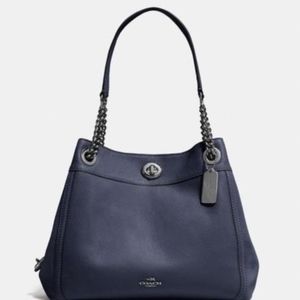 Coach EDIE Metallic Graphite (Deep Blue) Bag